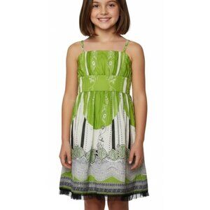 Pirouette Girls Spaghetti Strap Floral Print Silk Lined Chiffon Dress (8) NWT